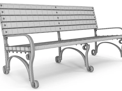Wooden Bench 3D Model
