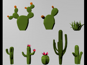 low poly set oasis desert 3D 模型
