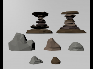 low poly set oasis desert 3D 模型