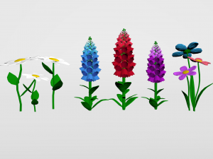 mashrooms and flowers 3D Model