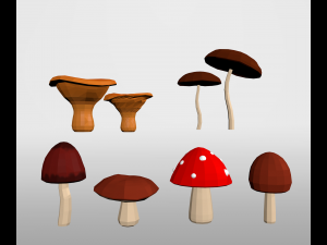 mashrooms and flowers 3D Model
