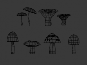 mashrooms and flowers 3D Model