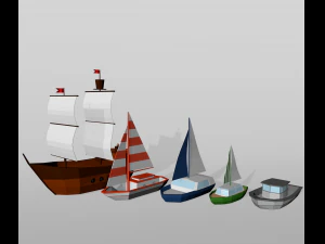 низькому полі встановити човен 3D Модель