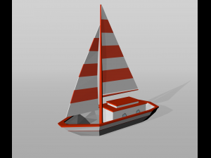 low poly set boat 3D Model