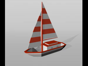 low poly set boat 3D Model