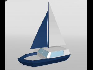low poly set boat 3D Model