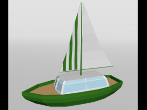 low poly set boat 3D Model
