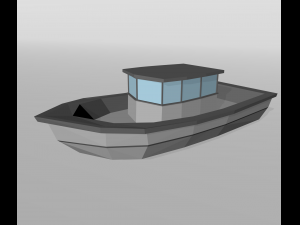 low poly set boat 3D Model