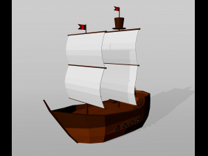 low poly set boat 3D Model