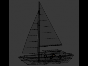 low poly set boat 3D Model
