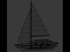 low poly set boat 3D Model