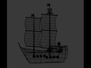 low poly set boat 3D Model