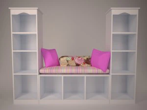 boekenkast-bank voor meisjes 3D Model
