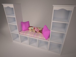 bookcase-couch for girls 3Dモデル