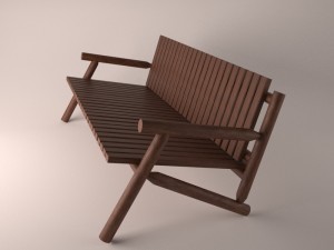 country style bench 3D मॉडल