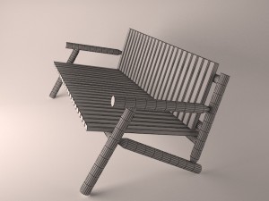 country style bench 3Dモデル