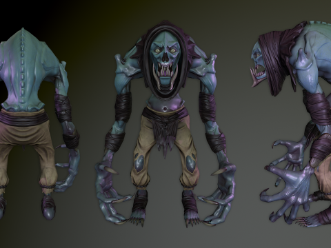 Dark Fantasy Zombie Creature Готовий до гри Стилізований персонаж 4K PBR Анімований 3D Модель