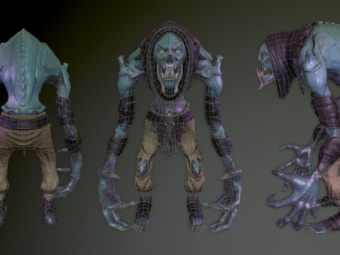Dark Fantasy Zombie Creature Готовий до гри Стилізований персонаж 4K PBR Анімований 3D Модель