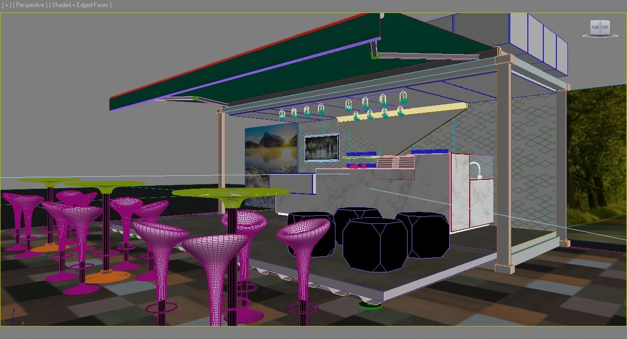 container cafe 3D Model .c4d .max .obj .3ds .fbx .stl .blend 
