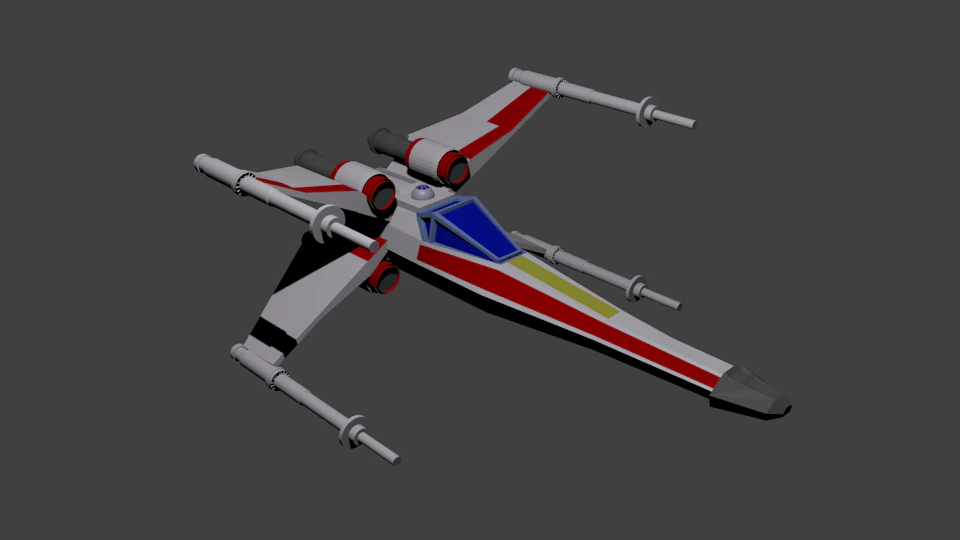 x-wing of luke skywalker in cartoon style 3D Model .c4d .max .obj .3ds .fbx .stl .blend 