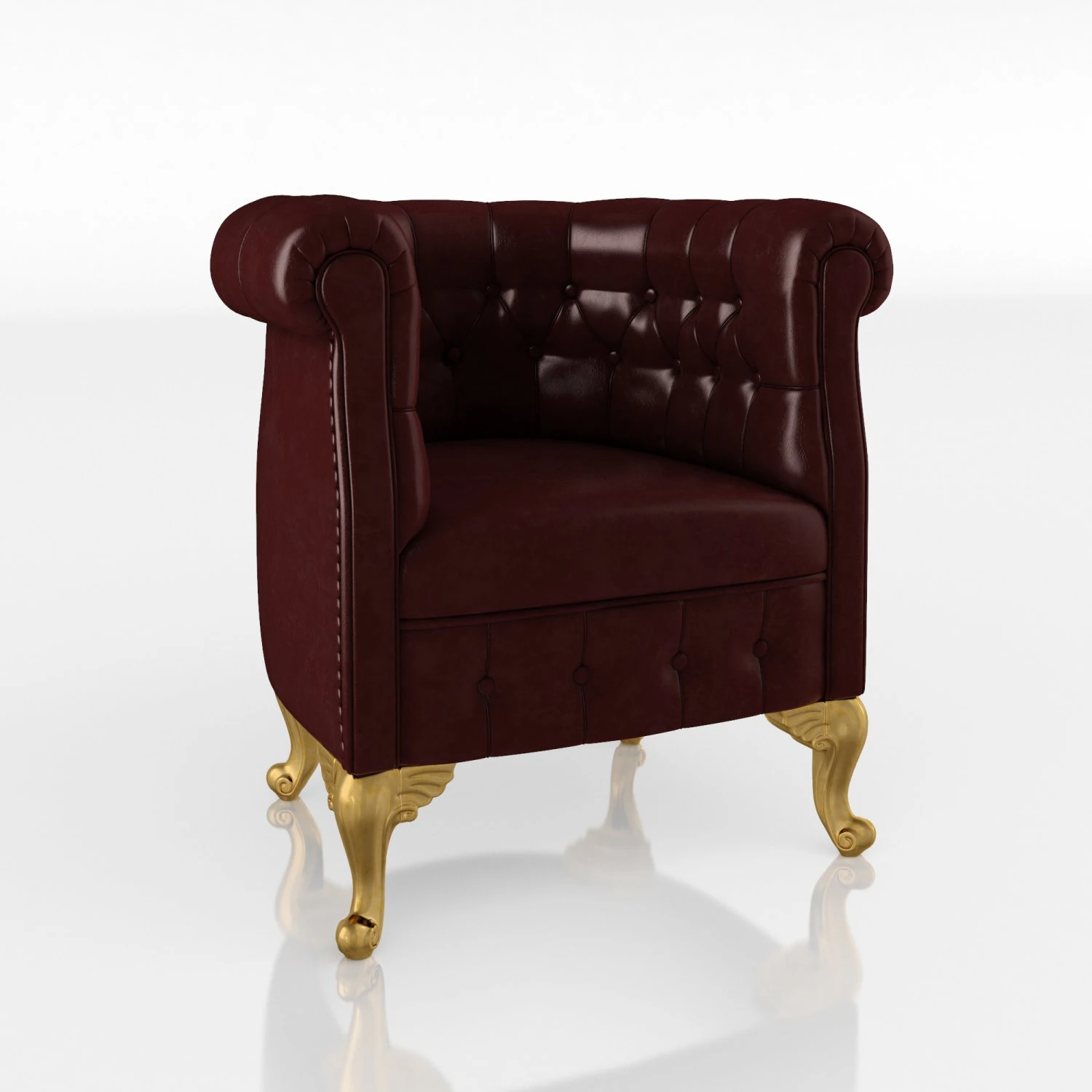 chesterfield armchair 3D Model .c4d .max .obj .3ds .fbx .stl .blend 