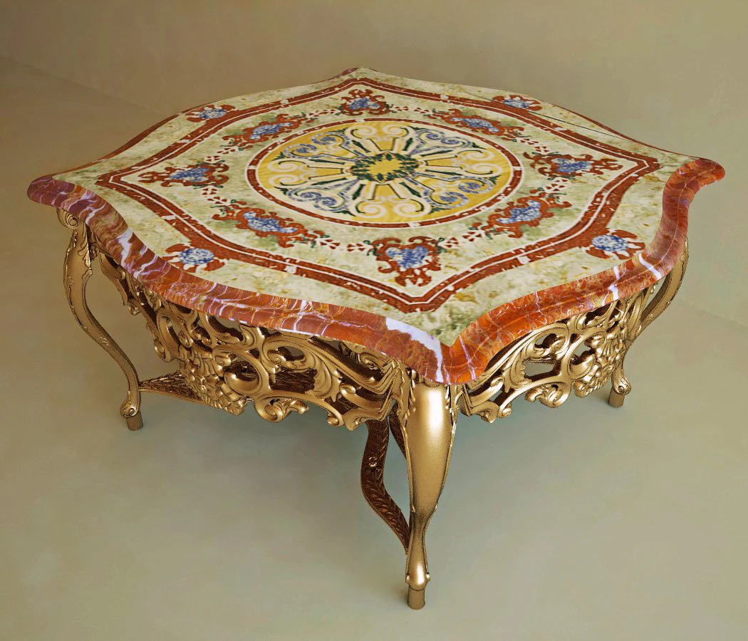 coffee table with marble 3D Model .c4d .max .obj .3ds .fbx .stl .blend 