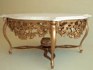 coffee table with marble 3D Model