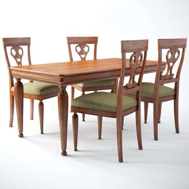 table and chairs 3D Model .c4d .max .obj .3ds .fbx .stl .blend 