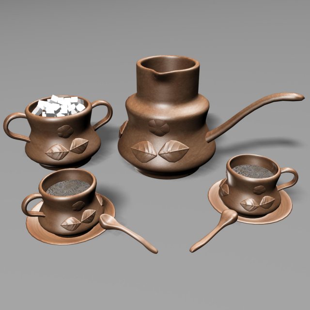 cofee set Modelo 3D .c4d .max .obj .3ds .fbx .stl .blend 