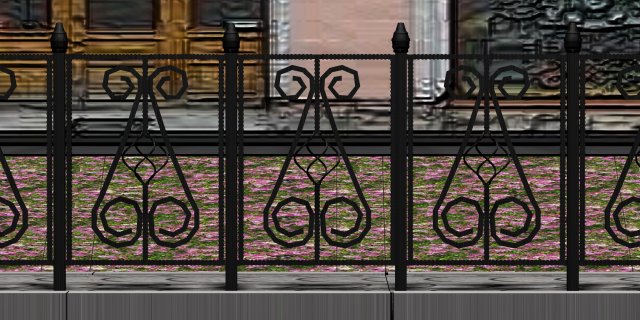 fence and sidewalk 3D Model .c4d .max .obj .3ds .fbx .stl .blend 