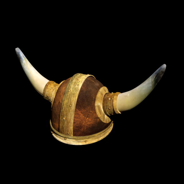 Viking helmet with large horns made of antique bronze Model 3D .c4d .max .obj .3ds .fbx .stl .blend 
