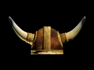 Viking helmet with large horns made of antique bronze Model 3D