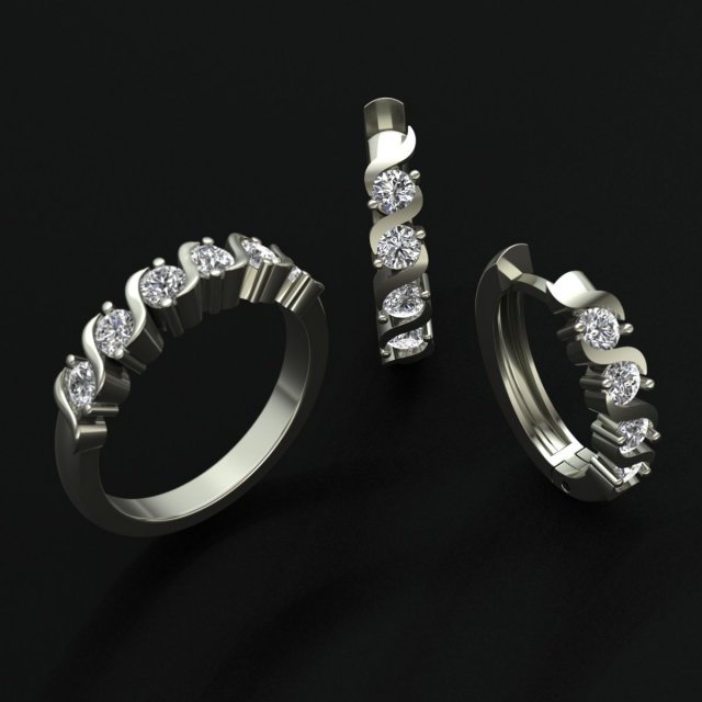 set diamond ring and earrings Modelo de Impressão 3D .c4d .max .obj .3ds .fbx .stl .blend 
