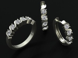 set diamond ring and earrings 3D Print Model