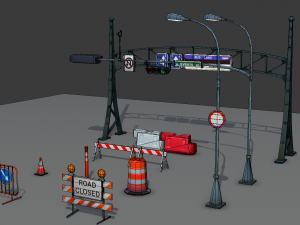 road objects pack - low poly 3D मॉडल