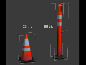 road objects pack - low poly 3D मॉडल