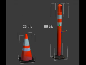 road objects pack - low poly 3D Model