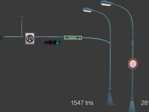 road objects pack - low poly 3D मॉडल