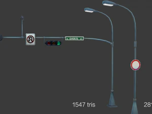 road objects pack - low poly 3D Model
