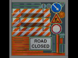 road objects pack - low poly 3D Model