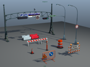 road objects pack - low poly 3D मॉडल