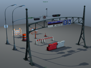 road objects pack - low poly 3D मॉडल