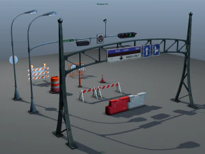 road objects pack - low poly 3D Model
