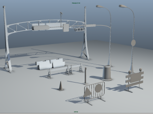 road objects pack - low poly 3D मॉडल
