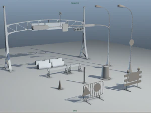 road objects pack - low poly 3D Model