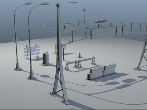 road objects pack - low poly 3D Model