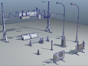 road objects pack - low poly 3D मॉडल
