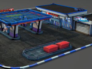 gas station pack - low poly Modelo 3D