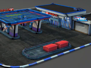 gas station pack - low poly 3D Model