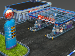 gas station pack - low poly Modelo 3D